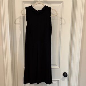 LOFT Black Ruffle Trim Ponte Dress